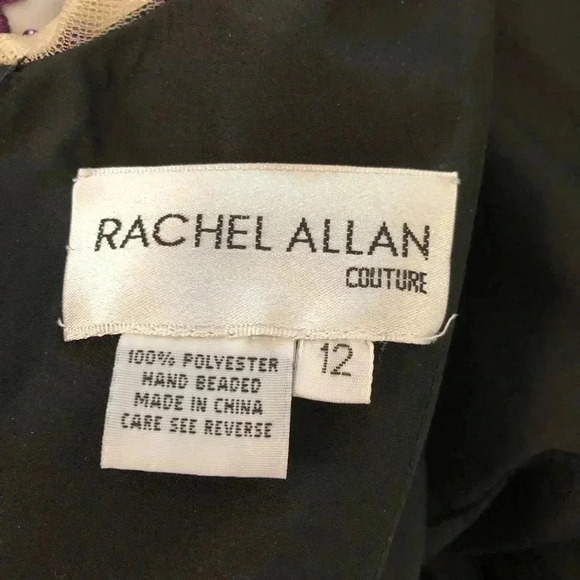 Rachel Allan COUTURE Size 12 Purple Hand Beaded Trumpet Gown Prom Dress Formal - Picture 6 of 9
